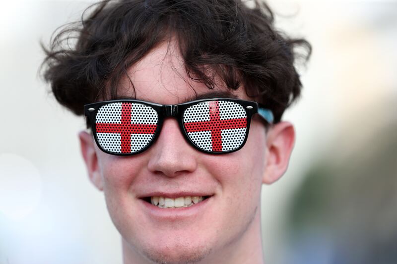 England fan Joe at the Dubai Media City fan zone for the World Cup clash. All photos: Chris Whiteoak / The National