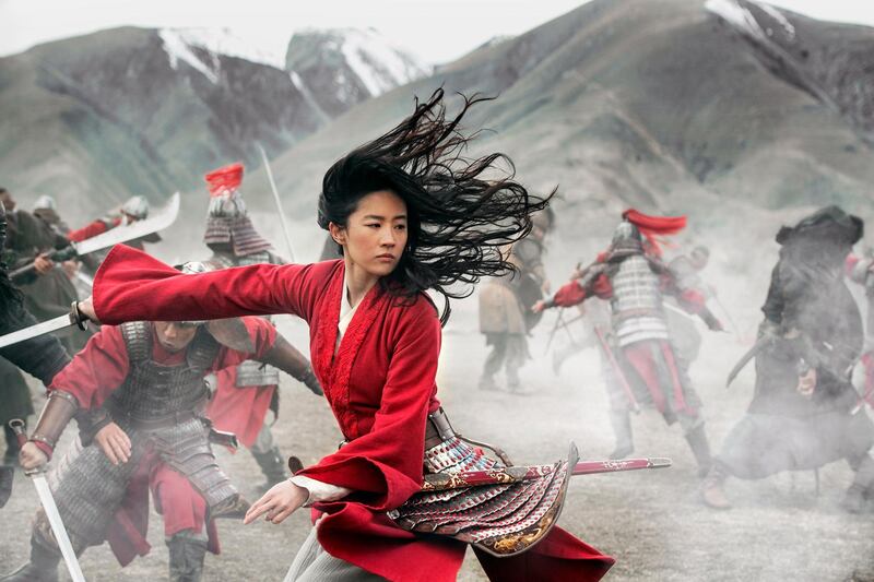 This image released by Disney shows Yifei Liu in the title role of "Mulan."  (Jasin Boland/Disney via AP)