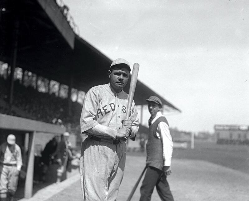 Baseball player Babe Ruth on the field in his Boston Red Sox uniform in 1919 in New York, New York. (Photo courtesy Library of Congress/Getty Images)  