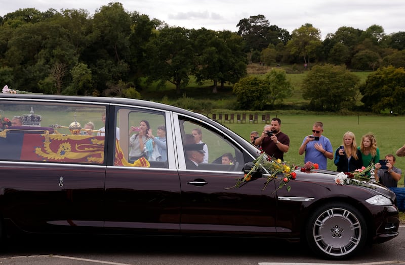 The hearse travels to Windsor. Reuters