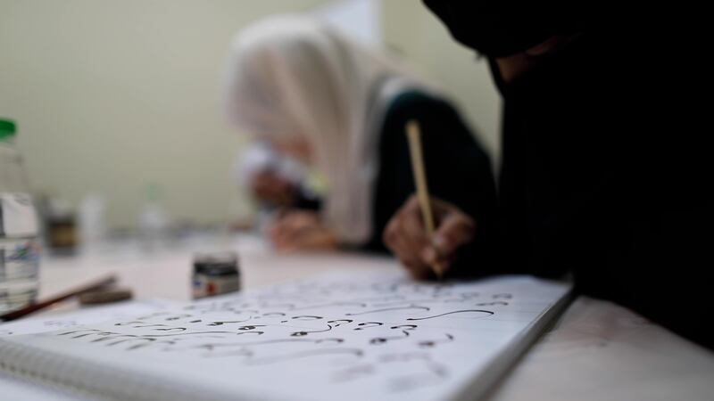 Every Monday and Wednesday, people learn to write the Diwani script, a formal style of the Ottoman court developed between the 16th and early 17th centuries.