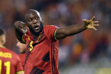 Belgium's forward Romelu Lukaku celebrates after scoring during the FIFA World Cup Qatar 2022 qualifying round Group E football match between Belgium and Czech Republic at the King Baudouin Stadium in Brussels, on September 5, 2021.  (Photo by JOHN THYS  /  AFP)