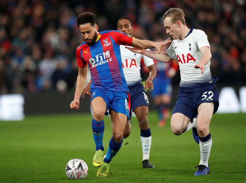 Soccer Football - FA Cup Fourth Round - Crystal Palace v Tottenham Hotspur - Selhurst Park, London, Britain - January 27, 2019  Crystal Palace's Andros Townsend in action with Tottenham's Oliver Skipp      REUTERS/David Klein