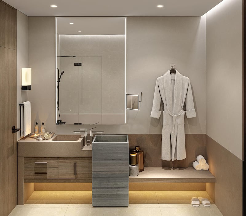 A bathroom inside one of the property's serviced apartments.