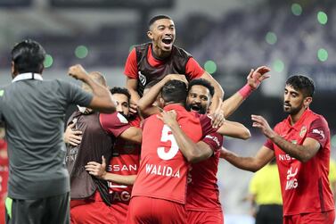 Shabab Al Ahli celebrate winning the game between Shabab Al Ahli and Al Nasr in the PresidentÕs Cup final in Al Ain on May 16th, 2021. Chris Whiteoak / The National. Reporter: John McAuley for Sport