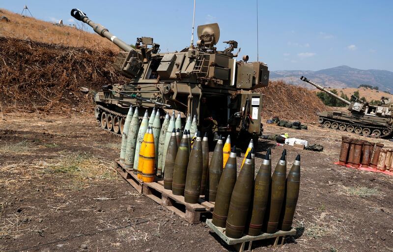 Israeli artillery near the Lebanon border. EPA