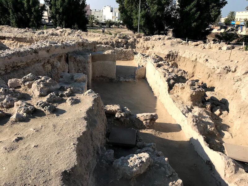 A closer view of the excavation site that uncovered a possible Christian monastery under a 300-year-old mosque  in Bahrain. Photo: Bahrain Authority for Culture and Antiquities