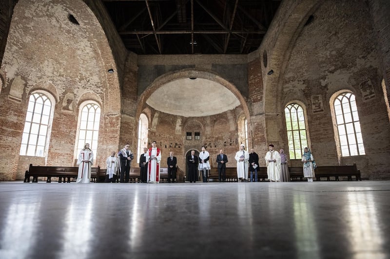 Religious leaders take part in an interfaith prayer session  in Berlin, Germany. Getty Images