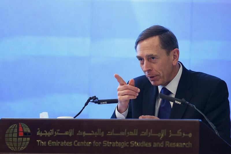 David Petraeus spoke about “The Coming North American Decades” in Abu Dhabi. Delores Johnson / The National