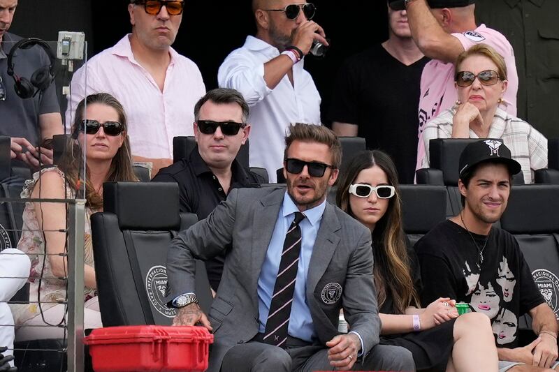 David Beckham watches an MLS match against Los Angeles FC in Fort Lauderdale, Florida. AP