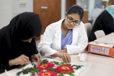 ABU DHABI, UNITED ARAB EMIRATES - SEP 28:

Outpatients at their art theraphy class in the Behavioral Sciences Pavilion at Sheikh Khalifa Medical Pavilion,

(Photo by Reem Mohammed/The National)

Reporter:  Shareena Al Nuwais
Section: NA