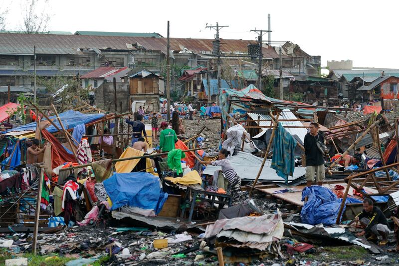A powerful typhoon slammed into southeastern Philippines. AP Photo