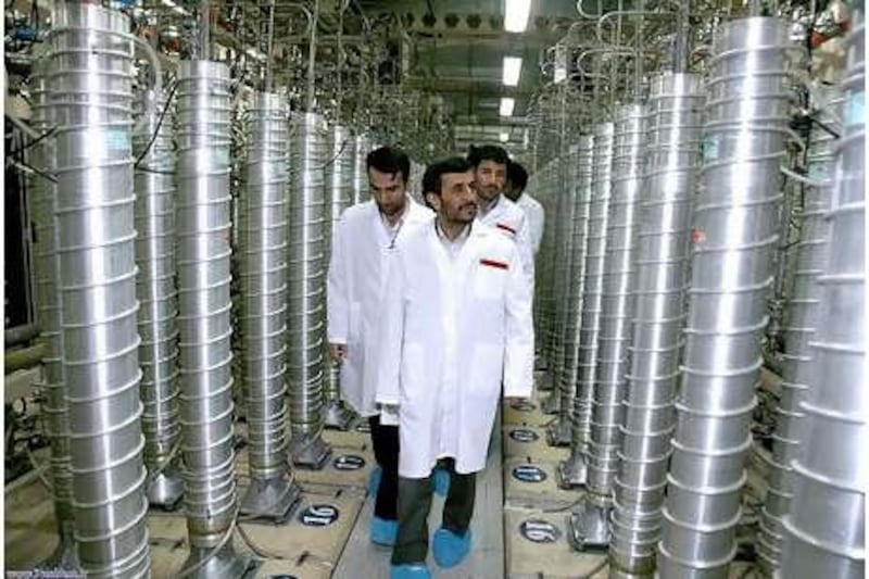 Political fusion: Iran's president, Mahmoud Ahmadinejad, visiting the Natanz uranium enrichment facilities. He insists Iran should not give up its rights.