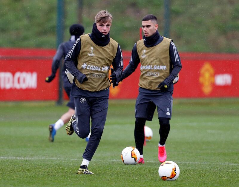 Manchester United's Brandon Williams and Andreas Pereira. Reuters