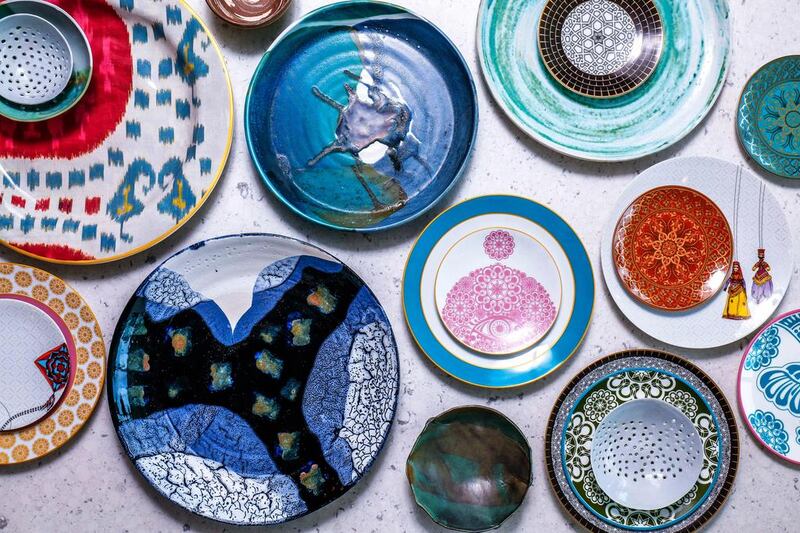 Custom-designed tableware produced by The Urban Yogi, which works with artisans in India and the UAE. Styling by Sarah Maisey / The National; photo by Victor Besa for The National