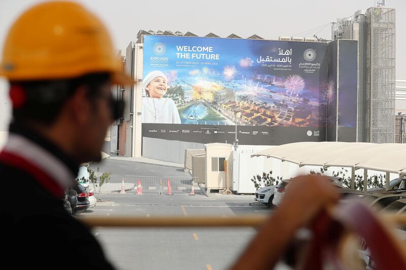 Dubai, United Arab Emirates - July 22, 2019: Tour of the World Expo site. Expo 2020 Dubai Open Doors. A sneak peek of the worldÕs greatest show now. Monday the 22nd of July 2019. Expo 2020 site, Dubai. Chris Whiteoak / The National