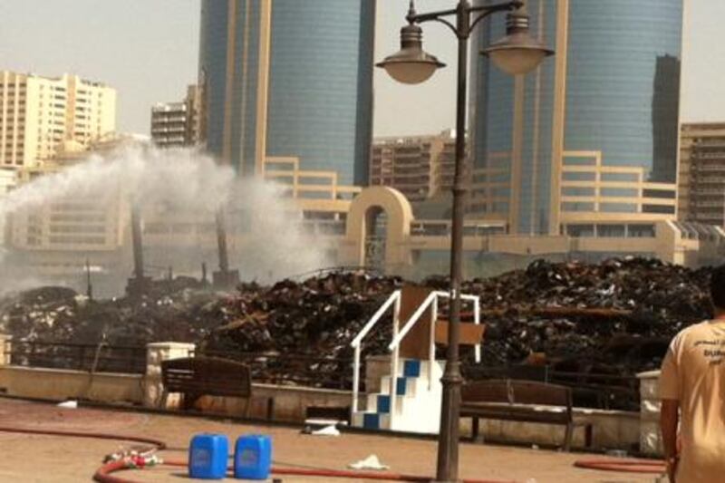 A fire destroyed two boats on the Dubai Creek last night.