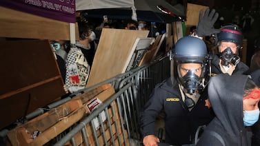 Police move in on the encampment at the University of California, Los Angeles. Reuters