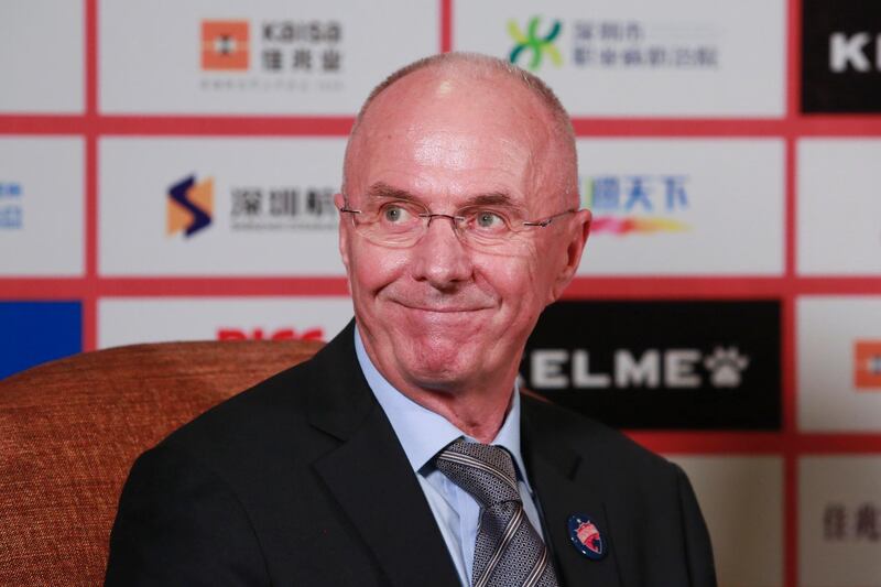 SHENZHEN, CHINA - DECEMBER 05:  Swedish former football player Sven-Goran Eriksson attends the press conference as he just takes charge of Shenzhen Kaisa FC on December 5, 2016 in Shenzhen, Guangdong Province of China. Shenzhen Kaisa FC appointed Sven-Goran Eriksson as its new head coach.  (Photo by VCG/VCG via Getty Images)