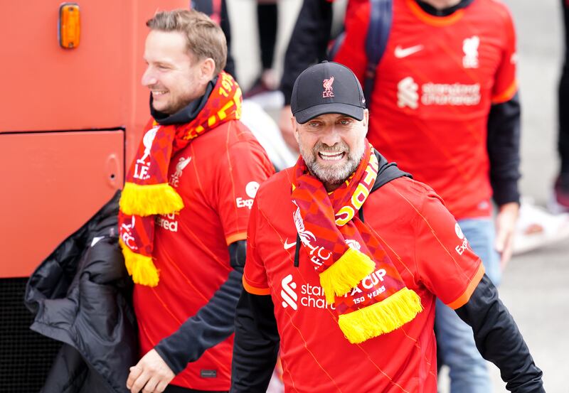 Liverpool manager Jurgen Klopp during the trophy parade in Liverpool. Picture date: Sunday May 29, 2022.