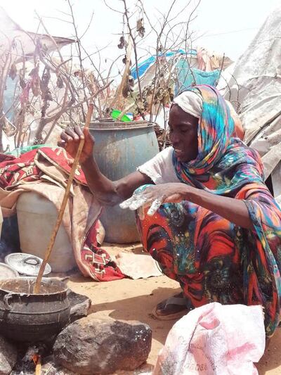 Fatma Idriss recounts how the RSF and Arab militiamen killed her husband while sitting at a refugee camp in Adre, Chad. Reuters