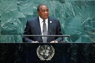 FILE PHOTO: Kenyan President Uhuru Kenyatta addresses the 74th session of the United Nations General Assembly at U.N. headquarters in New York City, New York, U.S., September 25, 2019. REUTERS/Eduardo Munoz/File Photo