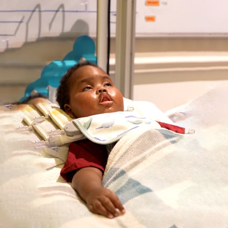 Muhib suffers from spinal muscular atrophy. He will be given a drug that may enable him to overcome some of the condition's worst symptoms. Photo: International Charity Organisation