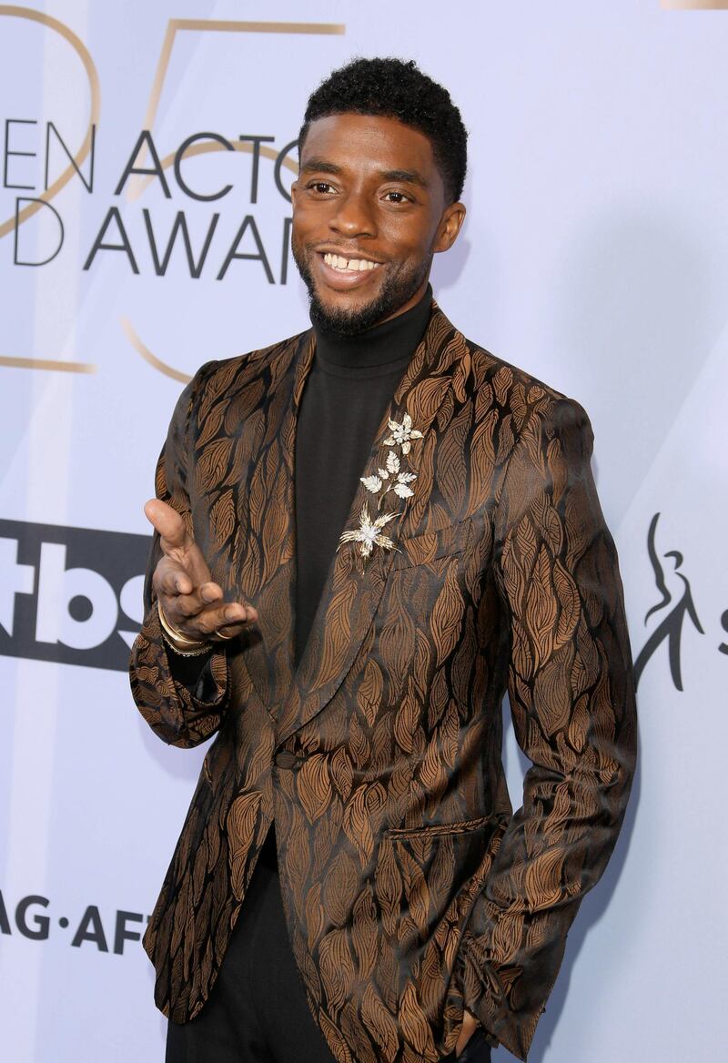 Chadwick Boseman in Ermenegildo Zegna for the 25th Annual Screen Actors Guild Awards in Los Angeles on January 27, 2019. AFP