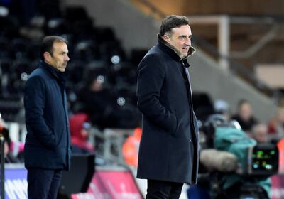 Soccer Football - FA Cup Fifth Round Replay - Swansea City vs Sheffield Wednesday - Liberty Stadium, Swansea, Britain - February 27, 2018   Swansea City manager Carlos Carvalhal and Sheffield Wednesday manager Jos Luhukay   REUTERS/Rebecca Naden