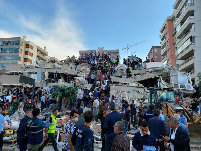 The tremors caused building collapses in the Turkey's coastal city of Izmir as well as a tsunami. Reuters