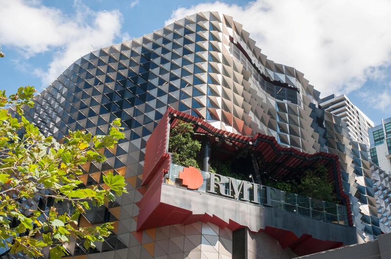 FWFAD2 RMIT University buildings on Swanston Street, Melbourne, Australia