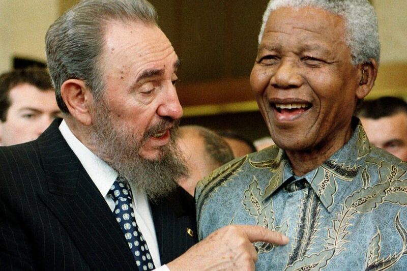 Fidel Castro with South African president Nelson Mandela at a ceremony marking the 50th anniversary of the General Agreement of Tariffs and Trade, during the ministerial conference of the World Trade Organisation (WTO) in Geneva, Switzerland, on May 19, 1998. Patrick Aviolat / EPA