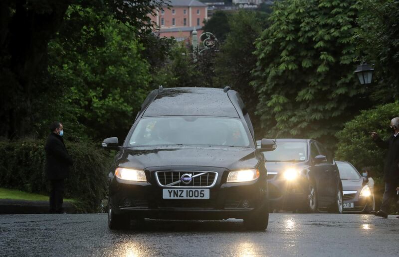 The funeral procession of John Hume arrives at St Eugene's Cathedral in Derry on Tuesday. Reuters