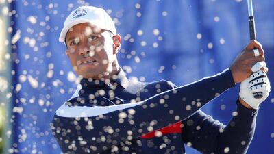 Tiger Woods takes part in a practice round at Le Golf National. Reuters