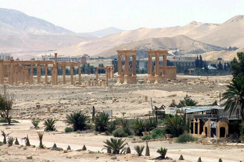 A handout picture released by the official Syrian Arab News Agency (SANA) on May 17, 2015, shows the ancient oasis city of Palmyra, 215 kilometres northeast of Damascus. Syrian troops pushed Islamic State (IS) group jihadists back from the ancient city of Palmyra, easing fears over the world heritage site, after fighting that left hundreds dead. AFP PHOTO / HO / SANA
== RESTRICTED TO EDITORIAL USE - MANDATORY CREDIT "AFP PHOTO / HO / SANA" - NO MARKETING NO ADVERTISING CAMPAIGNS - DISTRIBUTED AS A SERVICE TO CLIENTS == (Photo by - / SANA / AFP)