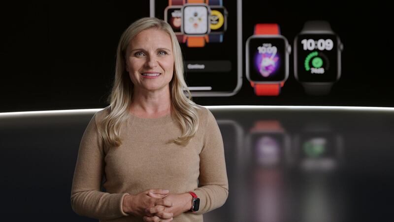 Deidre Caldbeck introduces Family Setup in watchOS 7 for Apple Watch during a special event at the company's headquarters of Apple Park in a still image from video released in Cupertino, California, U.S. REUTERS