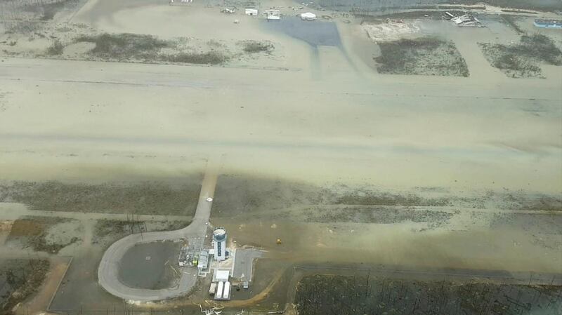 An aerial view of the Marsh Harbour Airport after Hurricane Dorian.  Reuters