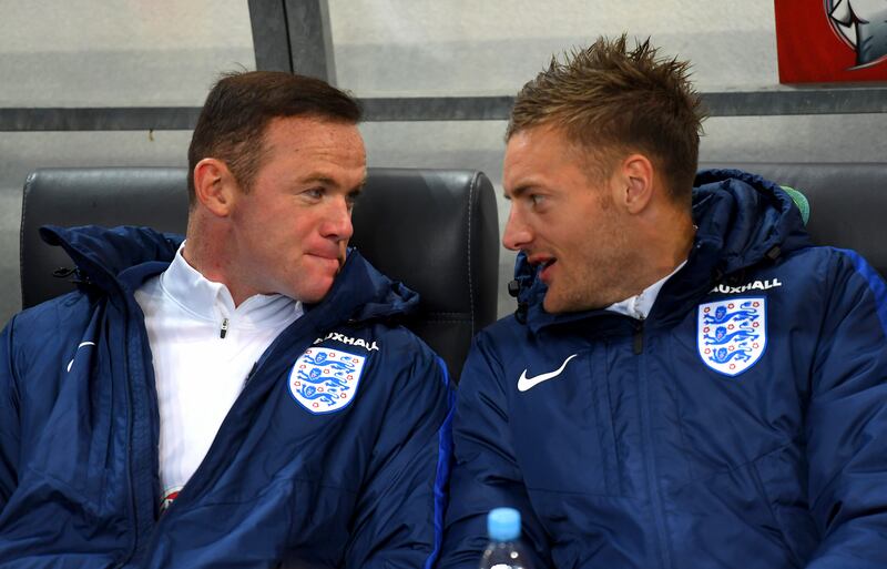 Wayne Rooney and Jamie Vardy were England team-mates. The players' partners were known as Wags, short for wives and girlfriends. Getty