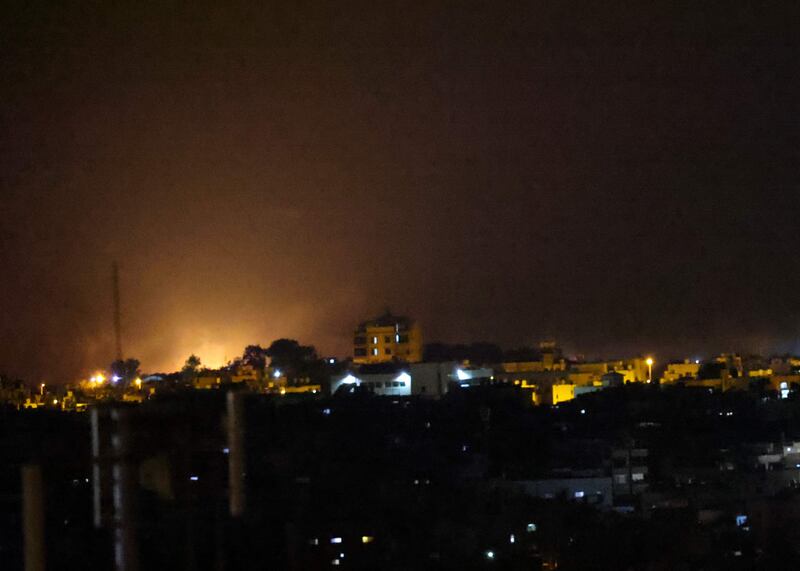 A fireball rises following Israeli air strikes in the southern Gaza Strip. AFP