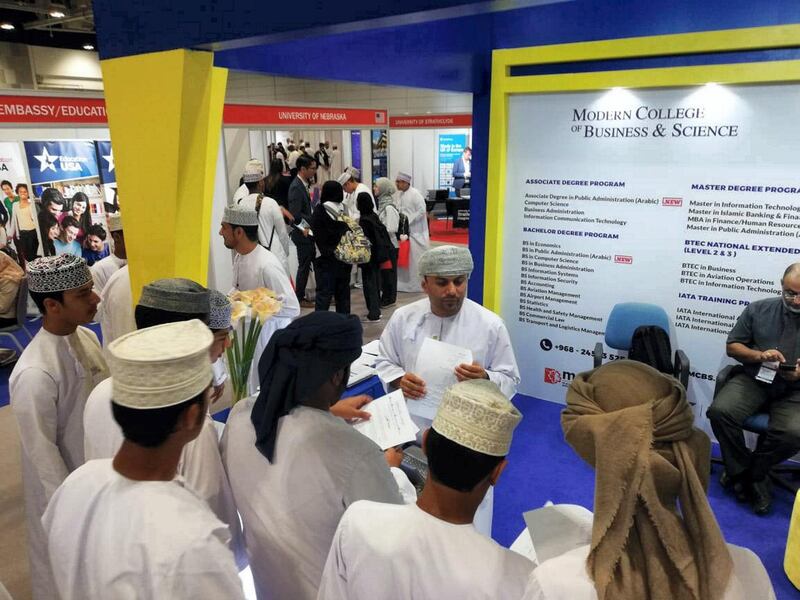 Omani graduates queue up in the Job Exhibition in Muscat. Saleh Al-Shaibany for The National

