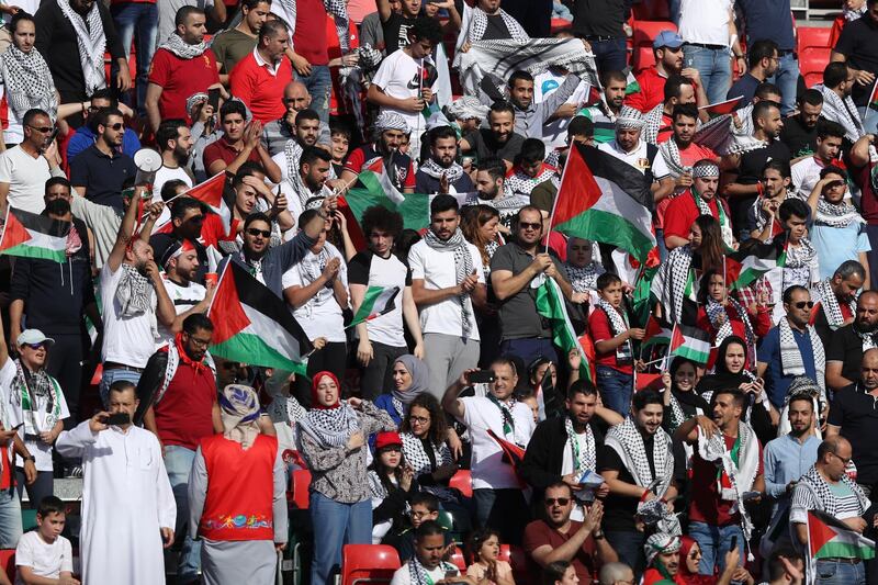 Fans of Palestine show their support. Getty Images