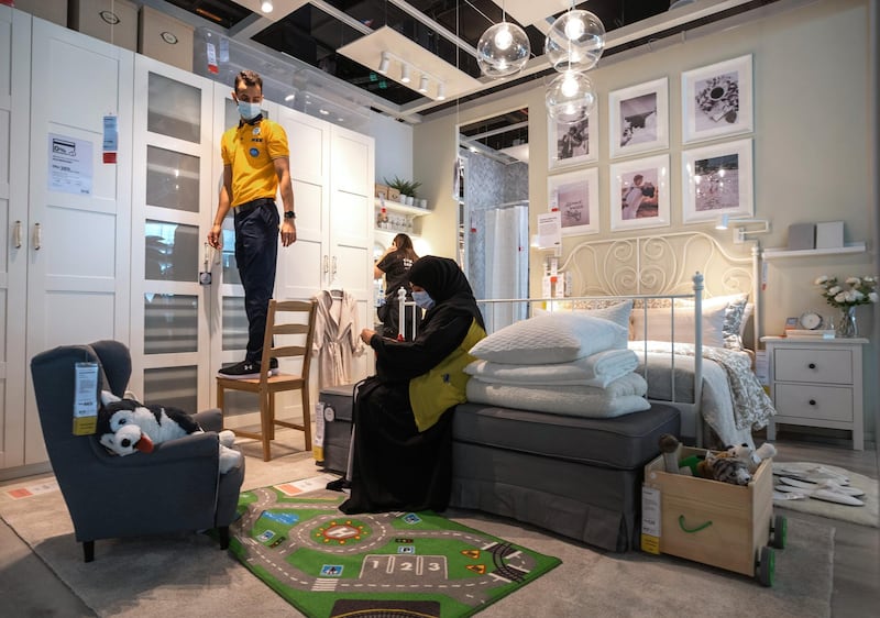 Abu Dhabi, United Arab Emirates, November 8, 2020.   A first look at the IKEA store at Al Wahda Mall before the opening on Tuesday, November 10.  IKEA store staff and carpenters get the store set up for the store opening on Tuesday.Victor Besa/The NationalSection:  LFReporter:  Farah Andrews