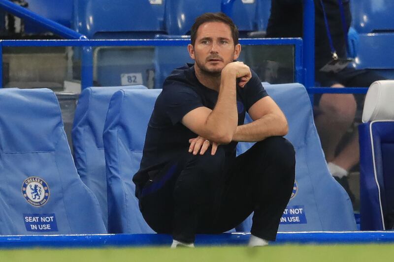 Chelsea coach Frank Lampard watches the hard-fought win over Norwich at Stamford Bridge. AFP
