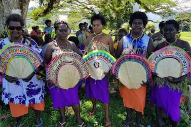 Bougainville women attend a reconciliation ceremony between Papua New Guinea military and separatist fighters on November 6, 2019 ahead of an independence referendum. AFP