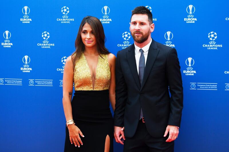 Messi and his wife Antonella Roccuzzo. EPA