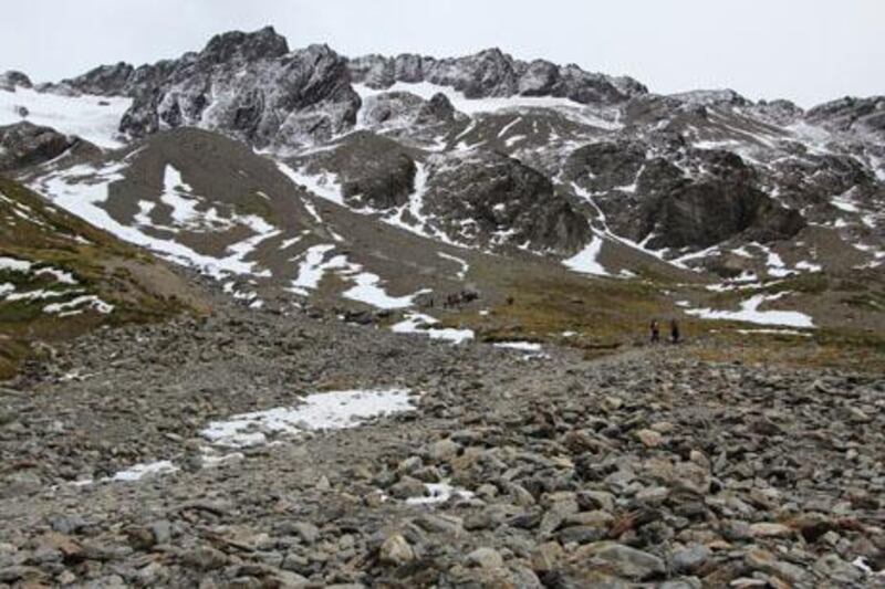 Hiking in Ushuaia. The students were disappointed to find the glacier had melted.