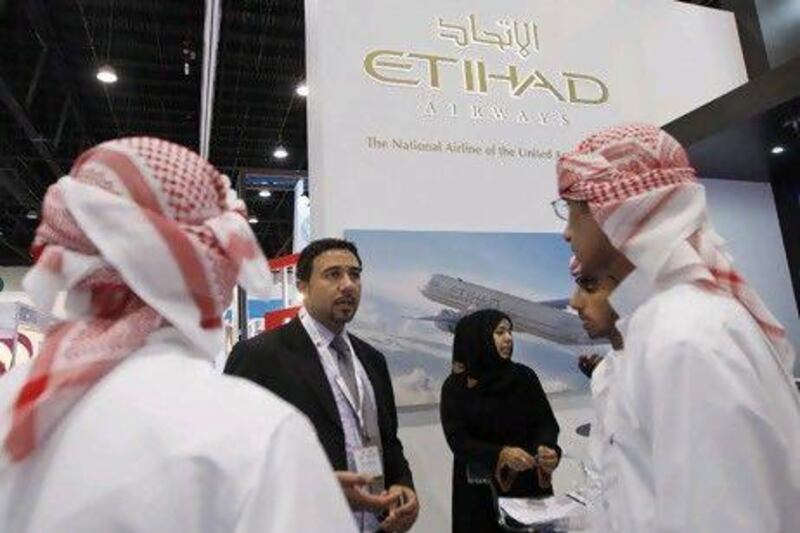 Etihad Airways stand during Najah 2009, the UAE capital's eminent education, training and careers exhibition at the Abu Dhabi National Exhibition Centre. (  )     *** Local Caption *** PC067-Najah2009.jpg