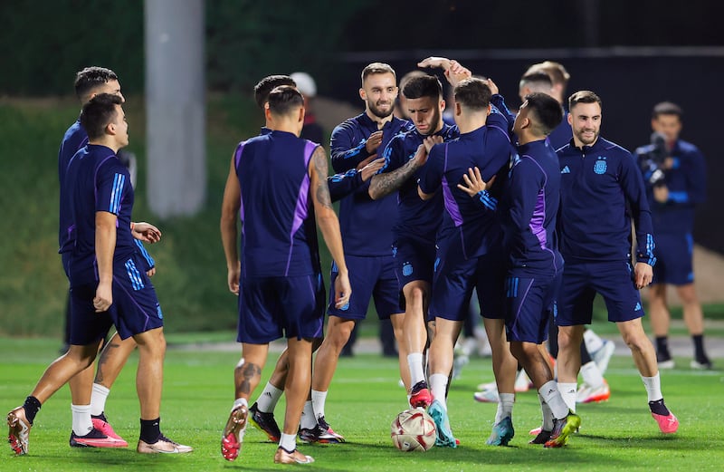 Argentina players during training. EPA