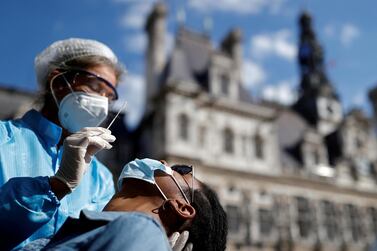 A health worker, wearing a protective suit and a face mask, prepares to administer a nasal swab to a patient at a testing site for the coronavirus disease installed in front of the city hall in Paris, France. The coronavirus recession will impact economic and financial conditions for some time to come. Reuters. 