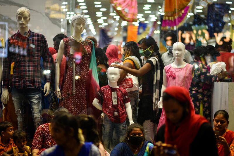 Shoppers in Chennai. EPA